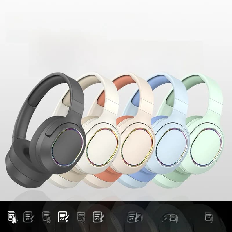 Bežične Bluetooth slušalice preko uha s LED svjetlima i FM radijom