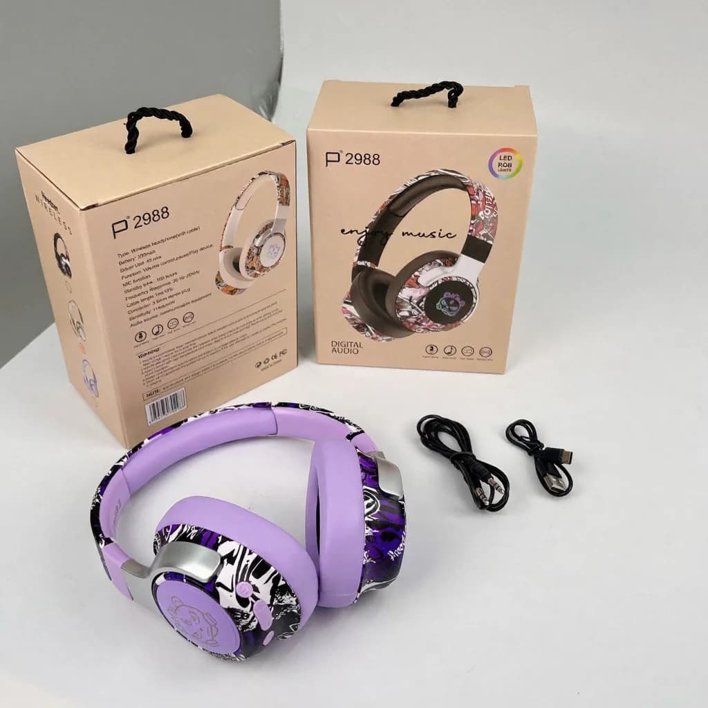 Graffiti Bluetooth slušalice s RGB svjetlima i mikrofonom