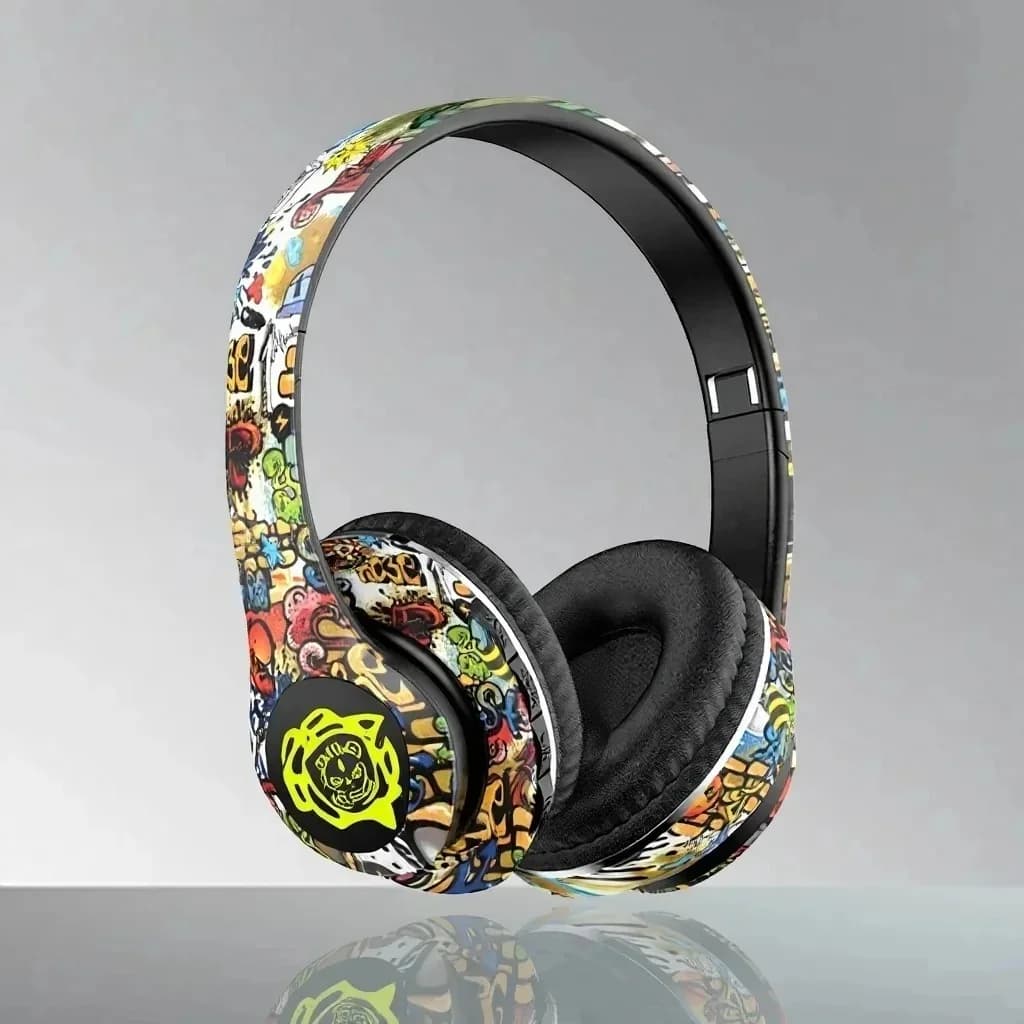 Bežične Bluetooth slušalice preko uha s graffiti dizajnom, sklopive