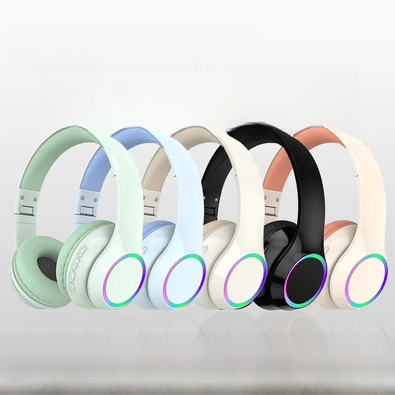 Bežične Bluetooth nadušne slušalice s LED svjetlima i mikrofonom
