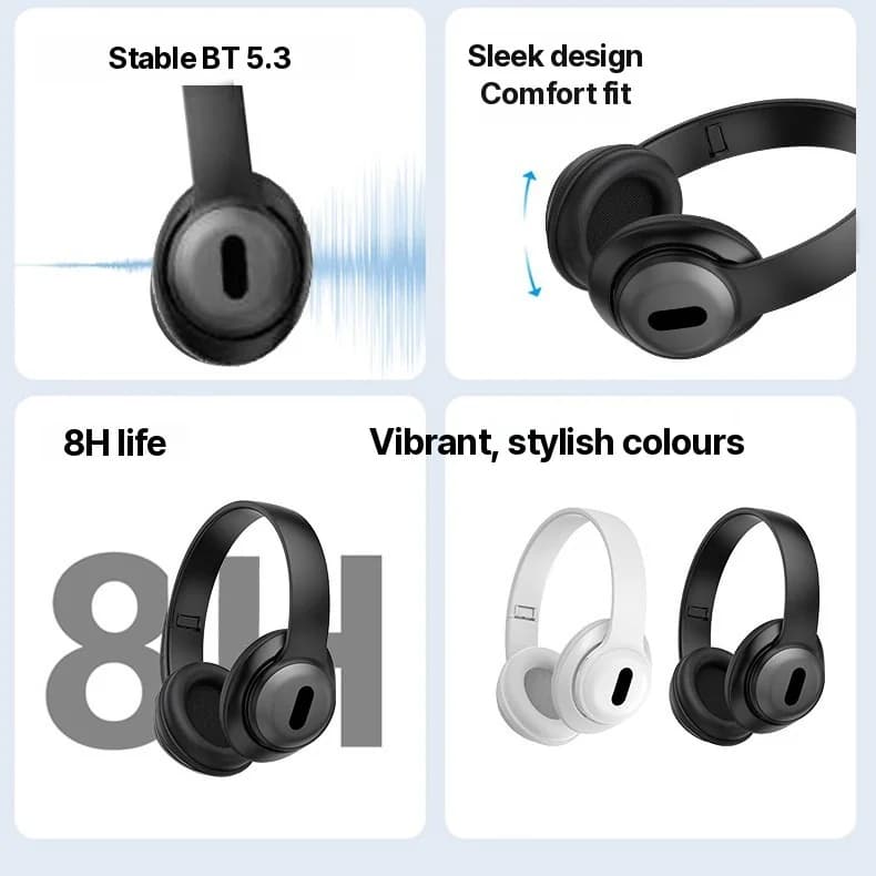 Bežične nadušne Bluetooth slušalice s FM radiom i utorom za TF karticu