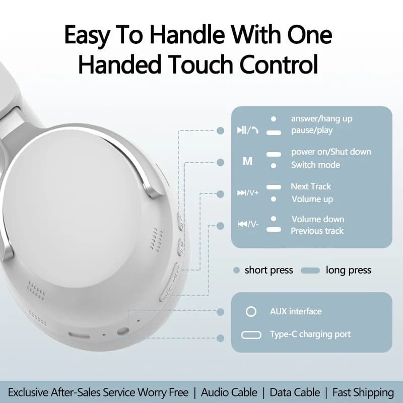 Bežične Bluetooth slušalice preko uha s 3D stereo zvukom i dugotrajnom baterijom