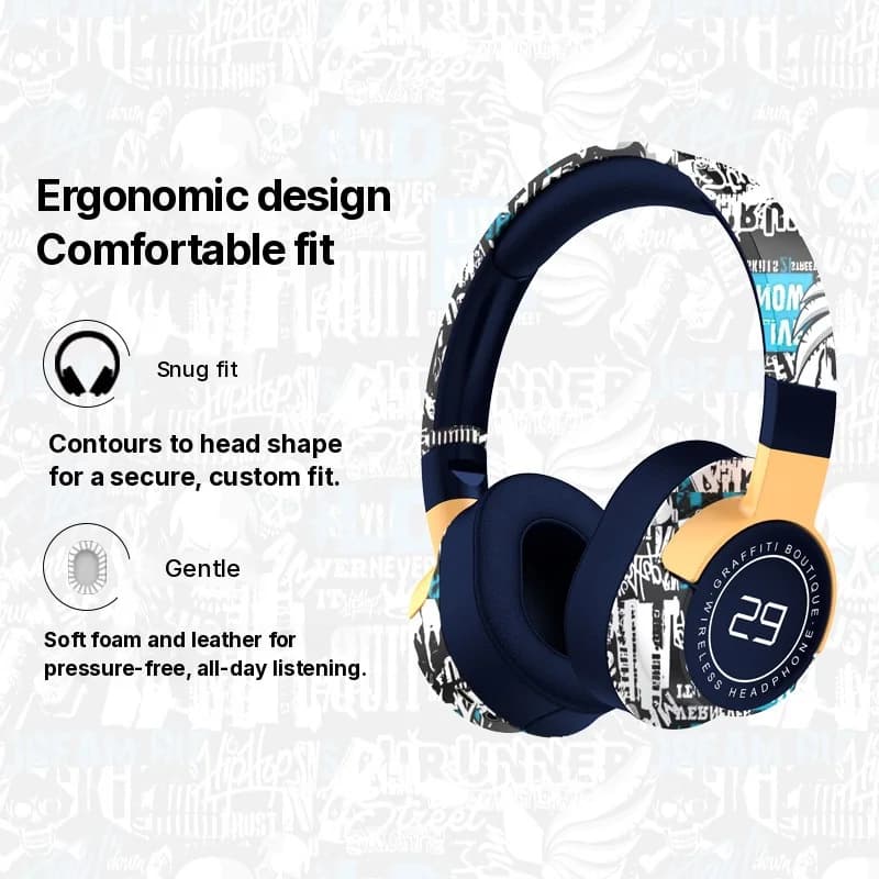 Bežične Bluetooth slušalice preko uha s FM radijom i dubokim basom