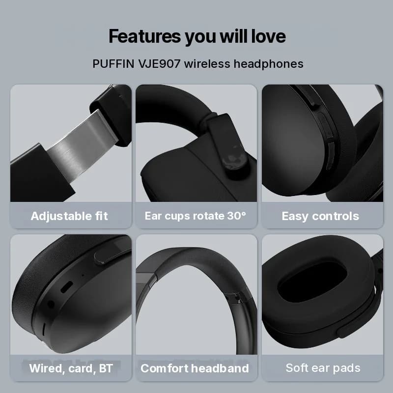 Bežične nadušne Bluetooth slušalice s tri EQ načina i mikrofonom