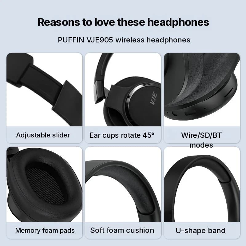 Bežične slušalice preko uha s dugotrajnom baterijom i Bluetoothom 5.4