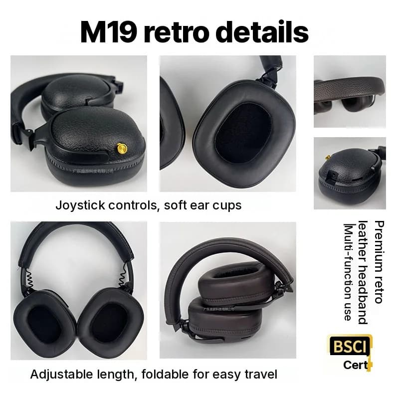 Retro navušne Bluetooth slušalice, bežični stereo headset s mikrofonom