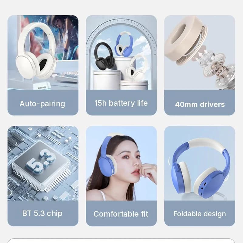 Bežične nadušne Bluetooth slušalice s dugim trajanjem baterije
