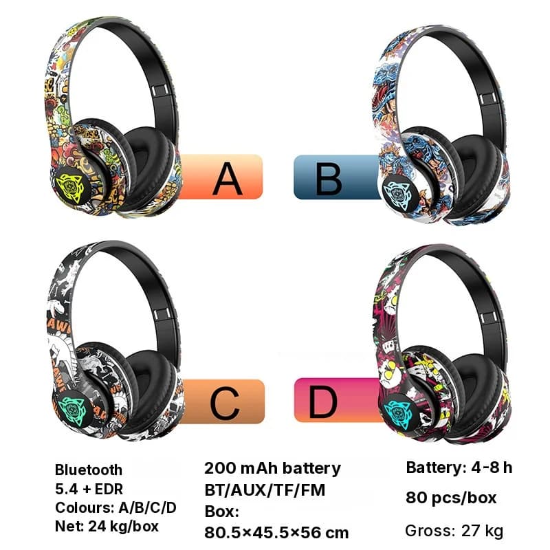 Bežične Bluetooth slušalice sa sklopivim grafiti dizajnom