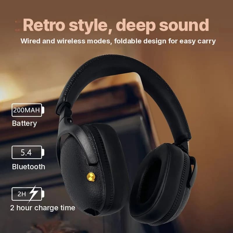 Retro bežične slušalice preko uha s Type-C punjenjem i utorom za TF karticu