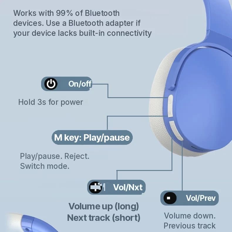 Bežične nadušne Bluetooth slušalice s dugim trajanjem baterije