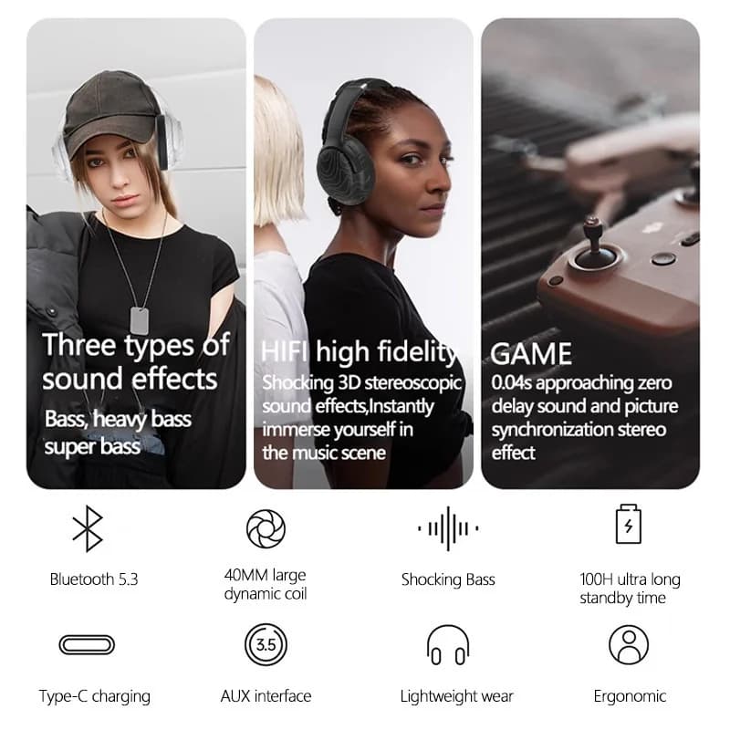 Bežične Bluetooth nadušne slušalice s FM radijom i redukcijom šuma